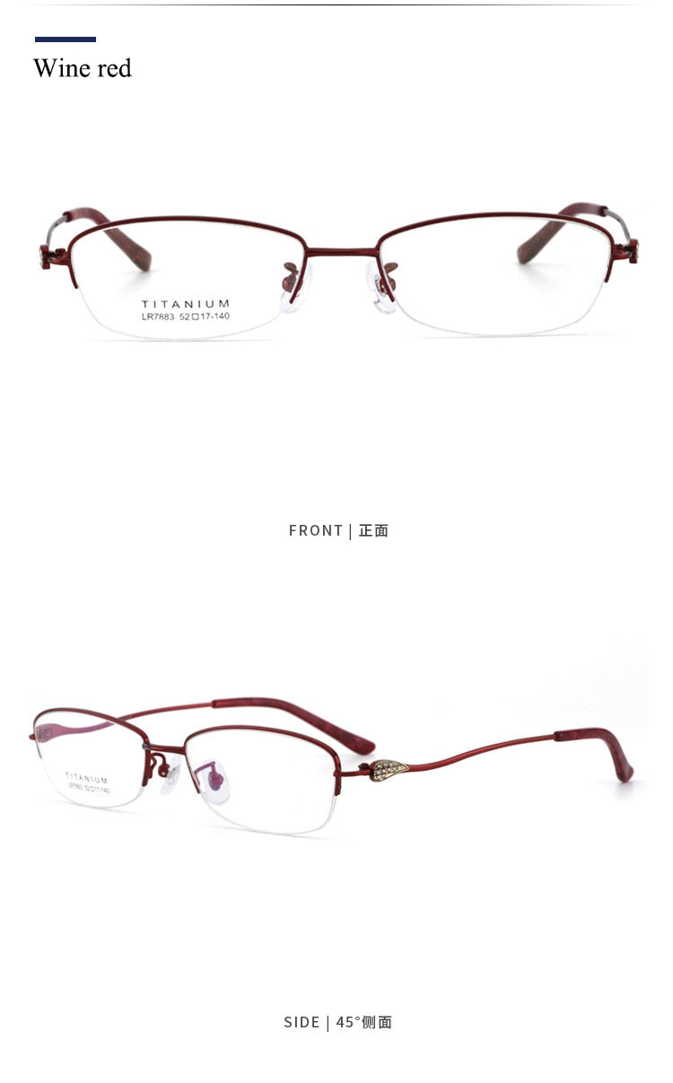 Women's Semi Rim IP Electronic Titanium Plated Frame Lr7883 Semi Rim Bclear