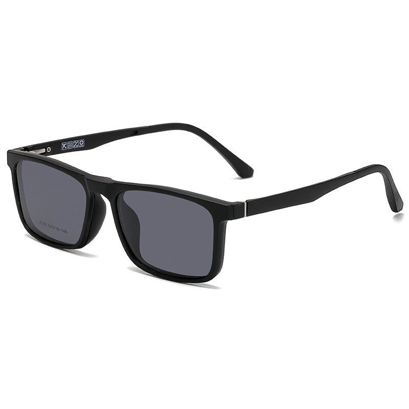 Yimaruili Unisex Full Rim Resin Frame Eyeglasses With Polarized Lens Magnetic Clip On Sunglasses 2146 With Clip Ons Yimaruili Eyeglasses