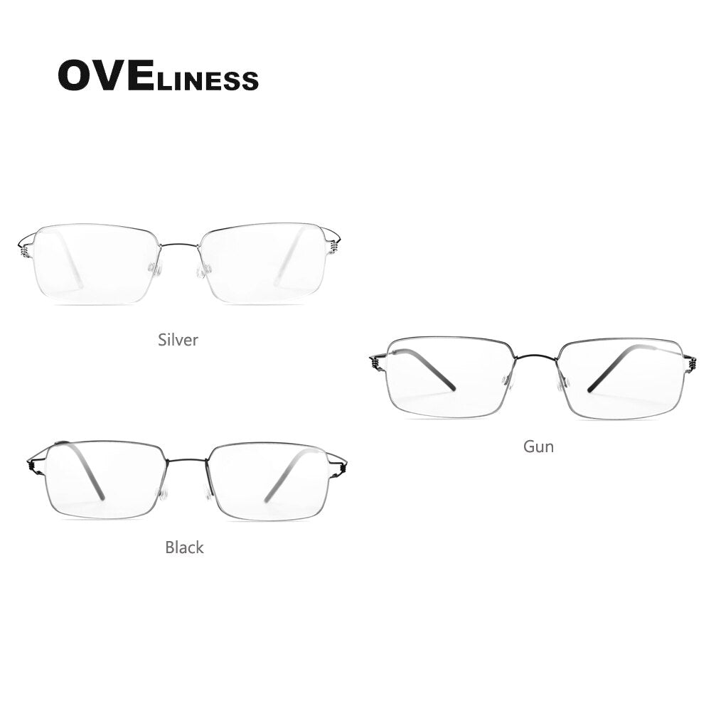 Oveliness Unisex Full Rim Square Screwless Titanium Alloy Eyeglasses Full Rim Oveliness