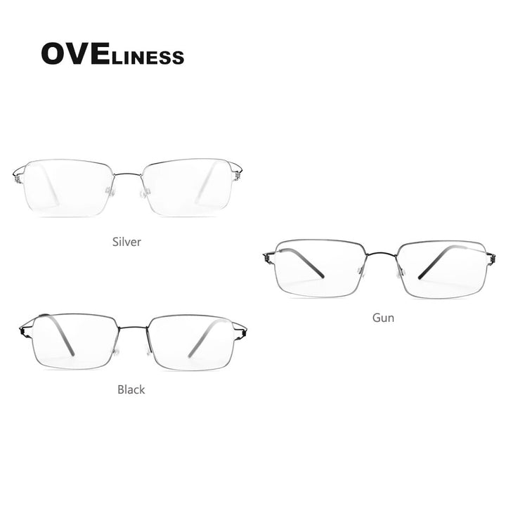 Oveliness Unisex Full Rim Square Screwless Titanium Alloy Eyeglasses Full Rim Oveliness