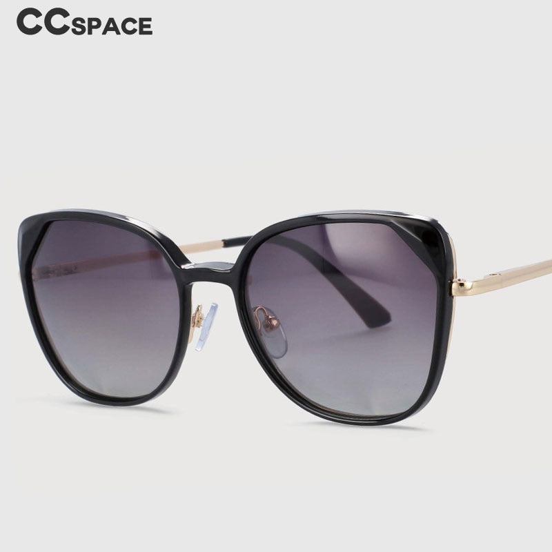 CCspace Women's Full Rim Cat Eye Alloy Eyeglasses Clip On Sunglasses 53963 With Clip Ons CCspace