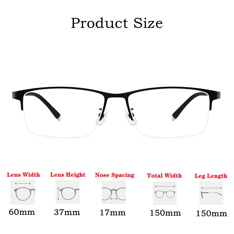 Yimaruili Men's Semi Rim Titanium Rectangular Frame Eyeglasses HT0186 Semi Rim Yimaruili Eyeglasses