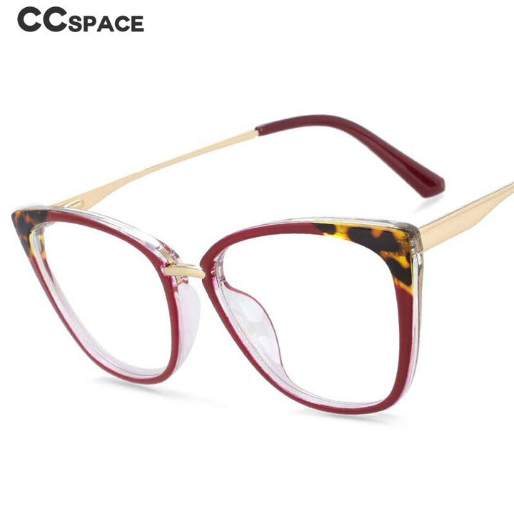 CCspace Women's Full Rim Square Cat Eye Tr 90 Titanium Eyeglasses 54077 Full Rim CCspace