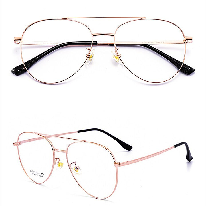 Yimaruili Unisex Full RIm Double Bridge β Titanium Frame Eyeglasses 8826 Full Rim Yimaruili Eyeglasses Rose Gold China
