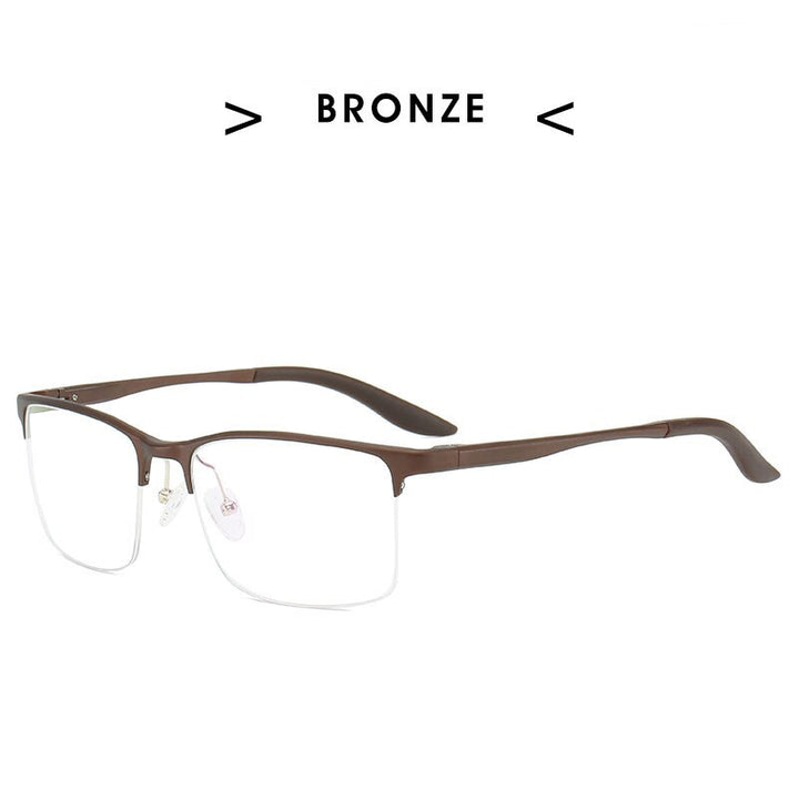 Hdcrafter Men's Semi Rim Square TR 90 Titanium Frame Eyeglasses P6325 Semi Rim Hdcrafter Eyeglasses Auburn