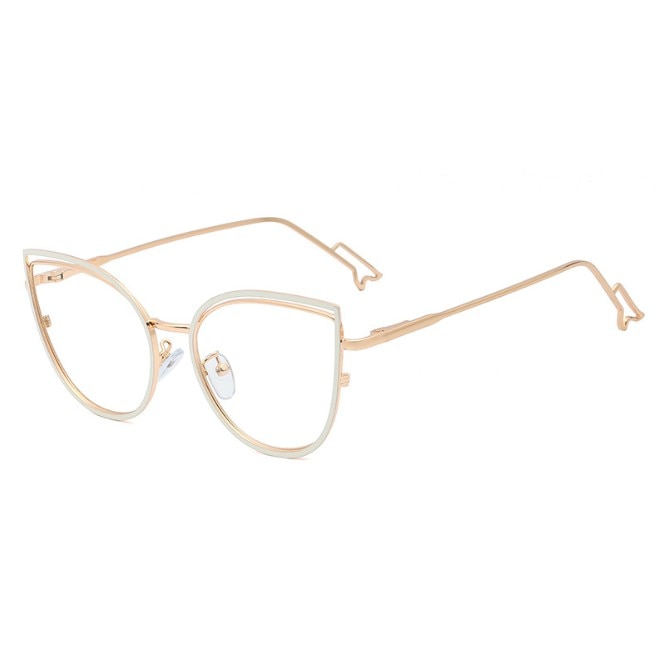 CCspace Unisex Full Rim Cat Eye Tr 90 Titanium Frame Eyeglasses 48198 Full Rim CCspace C6 White