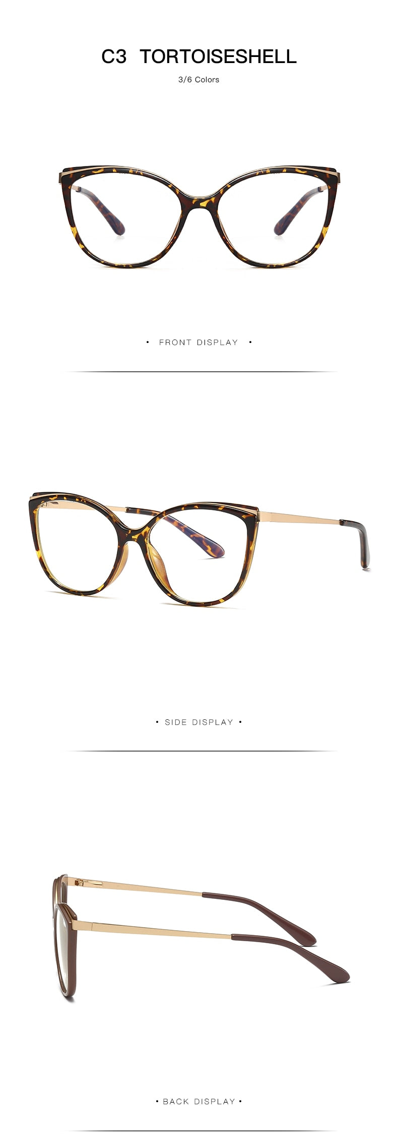 Hotochki Women's Full Rim Cat Eye Alloy Acetate Frame Eyeglasses 2052 Full Rim Hotochki
