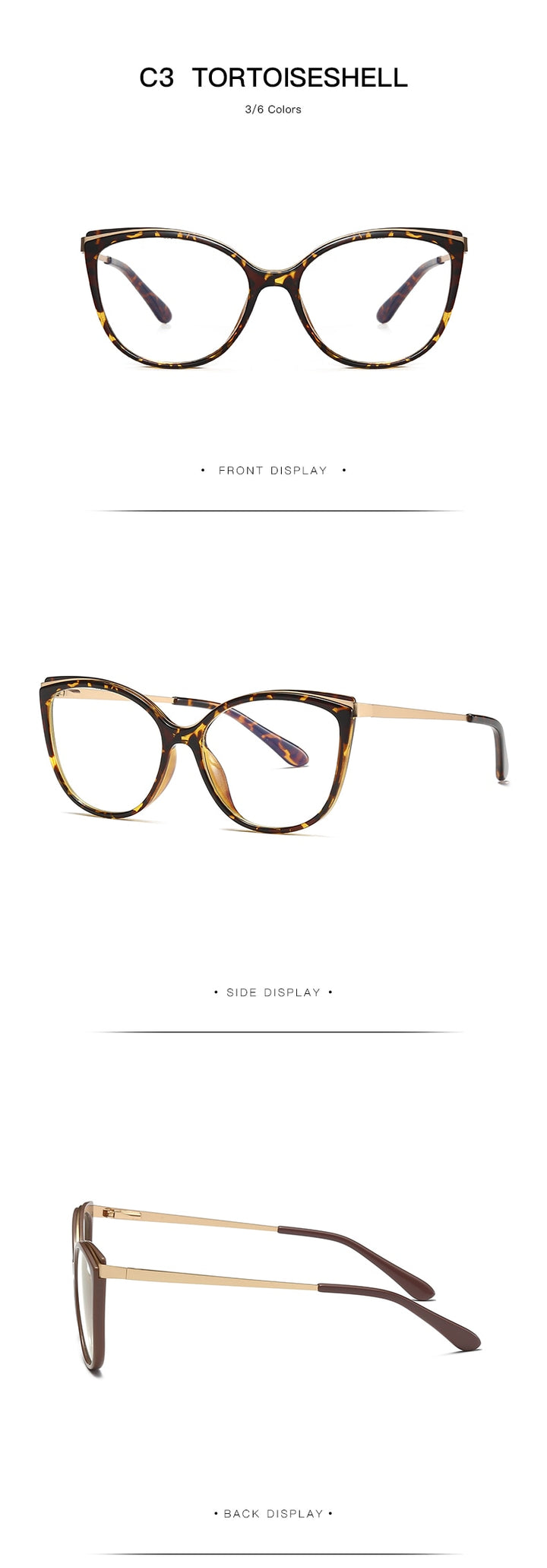 Hotochki Women's Full Rim Cat Eye Alloy Acetate Frame Eyeglasses 2052 Full Rim Hotochki