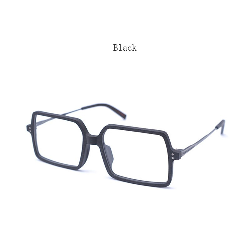 Hdcrafter Unisex Full Rim Oversized Square Wood Frame Eyeglasses Ft8890 Full Rim Hdcrafter Eyeglasses Black