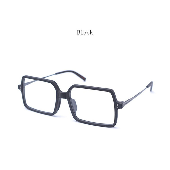 Hdcrafter Unisex Full Rim Oversized Square Wood Frame Eyeglasses Ft8890 Full Rim Hdcrafter Eyeglasses Black