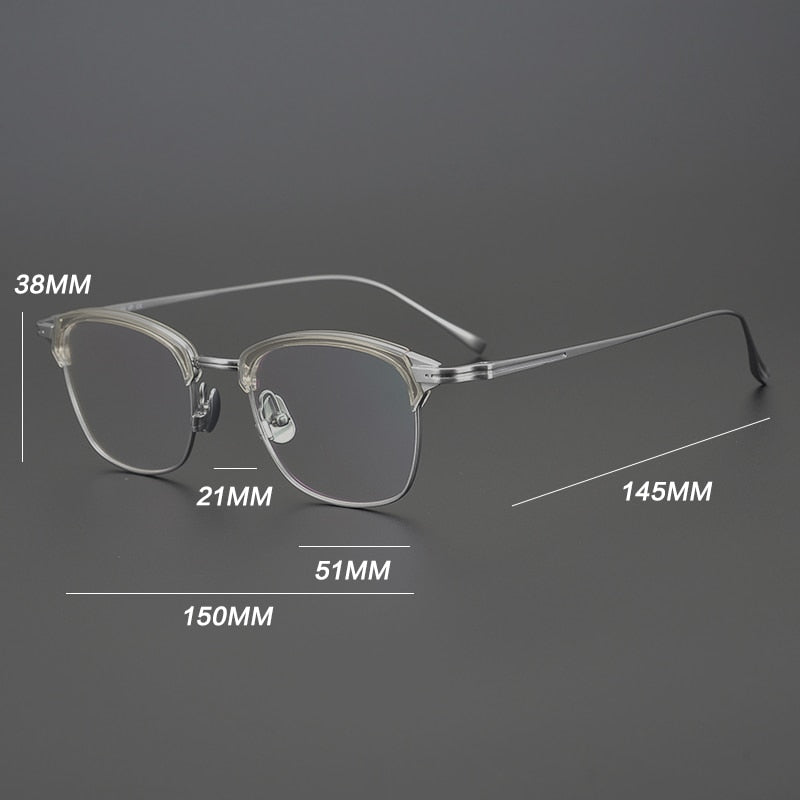 Gatenac Unisex Full Rim Square Titanium Acetate Frame Eyeglasses Gxyj688 Full Rim Gatenac