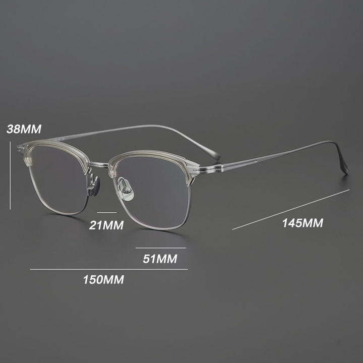 Gatenac Unisex Full Rim Square Titanium Acetate Frame Eyeglasses Gxyj688 Full Rim Gatenac