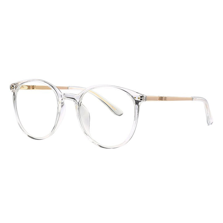 Hotochki Women's Full Rim Round TR-90 Resin Alloy Frame Eyeglasses 2055 Full Rim Hotochki Transparent