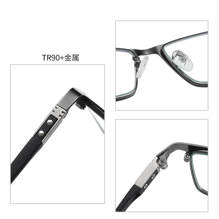 Hotochki Men's Full Rim TR-90 Resin Alloy Frame Eyeglasses T316 Full Rim Hotochki