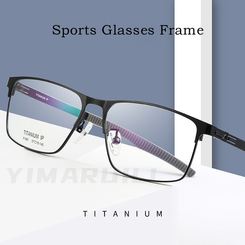 Yimaruili Men's Full Rim Square β Titanium Frame Eyeglasses F1981 Full Rim Yimaruili Eyeglasses
