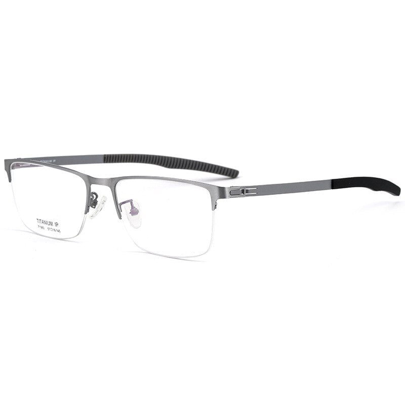 Hotochki Men's Semi Rim TitaniumAlloy IP Plated Frame Eyeglasses F1983 Semi Rim Hotochki Silver