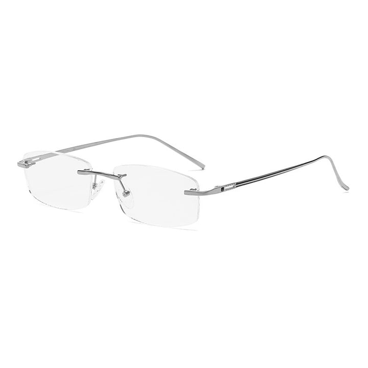 Zirosat 9079 Men's Eyeglasses Titanium Rimless Diamond Trimmed Rimless Zirosat