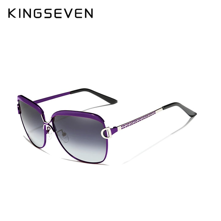 Kingseven Women's Sunglasses Luxury Gradient Polarized Lens Round N-7018 Sunglasses KingSeven Purple Gradient Gray Kingseven Original