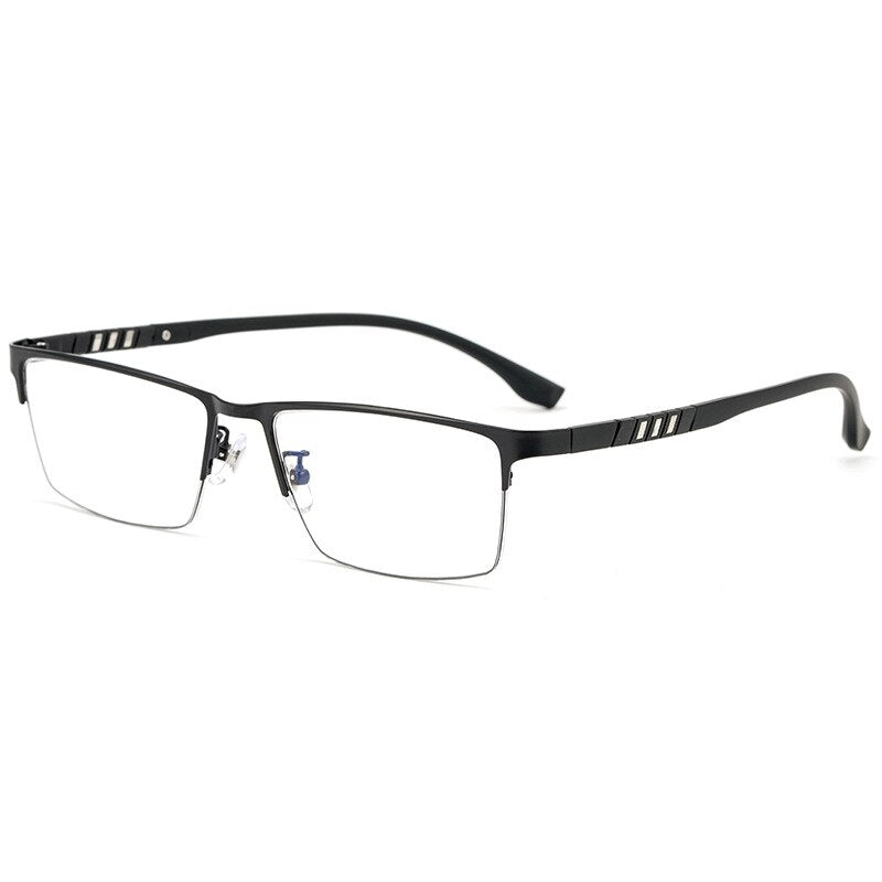 Yimaruili Men's Semi Rim Titanium Alloy Frame Eyeglasses P9806 Semi Rim Yimaruili Eyeglasses Black
