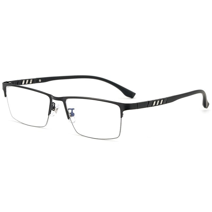 Yimaruili Men's Semi Rim Titanium Alloy Frame Eyeglasses P9806 Semi Rim Yimaruili Eyeglasses Black