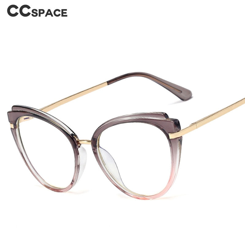 CCspace Women's Full Rim Cat Eye Tr 90 Titanium Frame Eyeglasses 48270 Full Rim CCspace