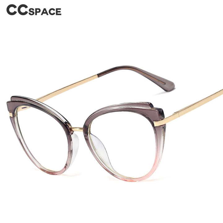 CCspace Women's Full Rim Cat Eye Tr 90 Titanium Frame Eyeglasses 48270 Full Rim CCspace