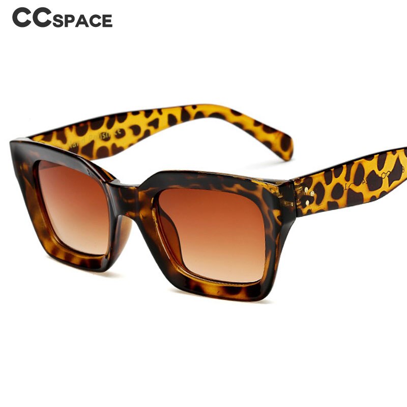 CCspace Unisex Full Rim Square Cat Eye Resin Rivet Frame Eyeglasses 47105 Full Rim CCspace leopard tea