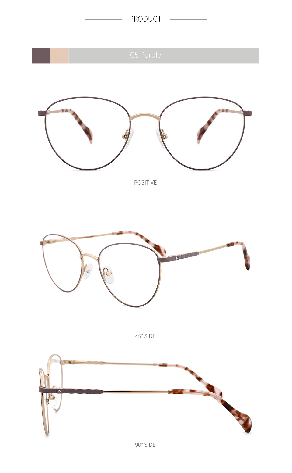 Kansept Women's Full Rim Round Stainless Steel Frame Eyeglasses 2329 Full Rim Kansept