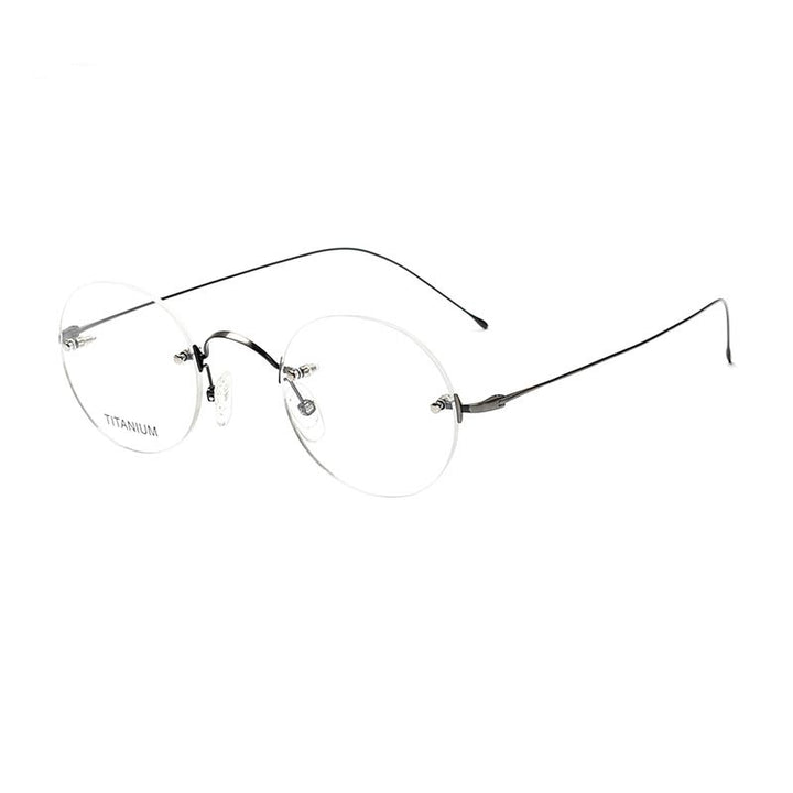 Hdcrafter Unisex Rimless Round Titanium Frame Eyeglasses 16035 Rimless Hdcrafter Eyeglasses