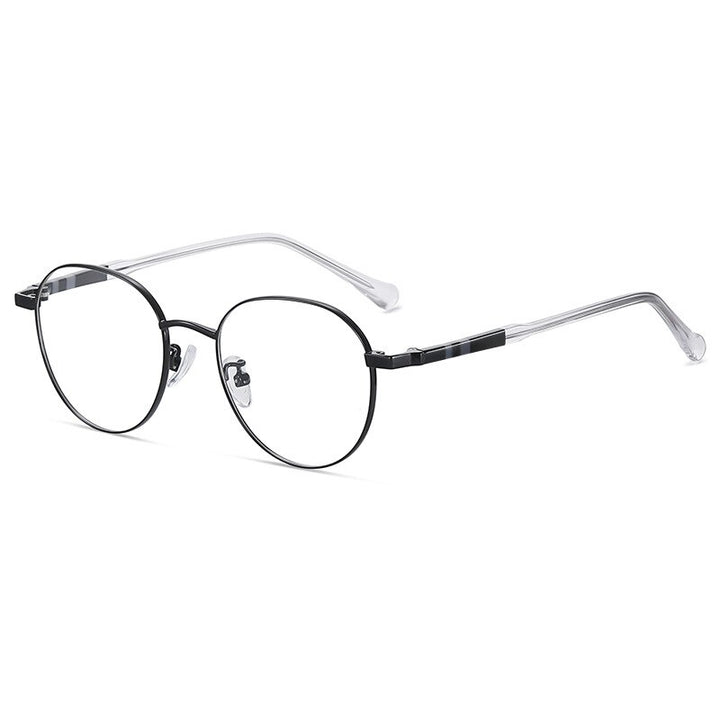 Handoer Unisex Full Rim Round Acetate Alloy Eyeglasses 1922 Full Rim Handoer Black  