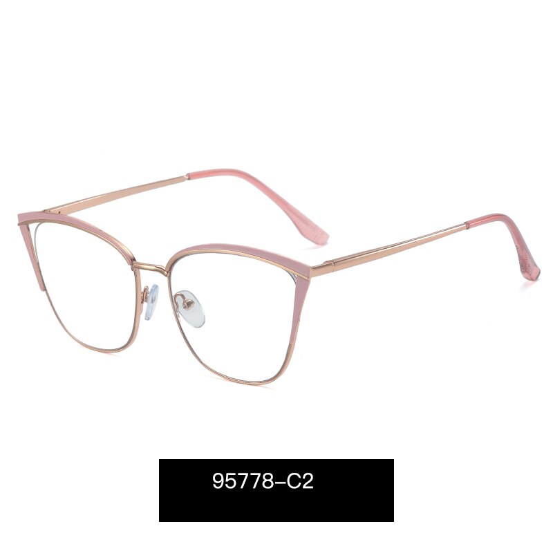 Hotony Women's Full Rim Cat Eye TR 90 Resin Alloy Frame Eyeglasses 95778 Full Rim Hotony C2