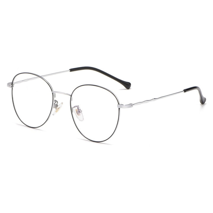 Yimaruili Unisex Full Rim Round Titanium Frame Eyeglasses 2011 Full Rim Yimaruili Eyeglasses Black Silver