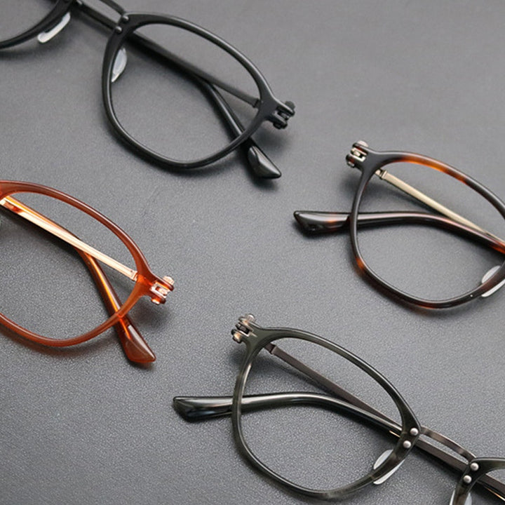 Gatenac Unisex Full Rim Square Titanium Acetate Frame Eyeglasses Gxyj697 Full Rim Gatenac