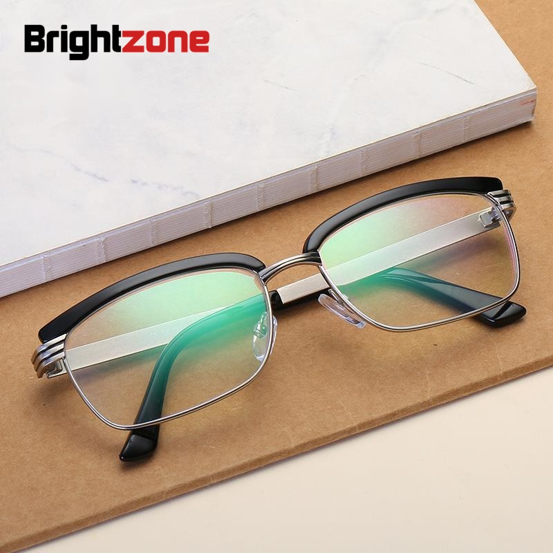Brightzone Men's Full Rim Square Alloy Presbyopic Reading Glasses 61000 Reading Glasses Brightzone +100  