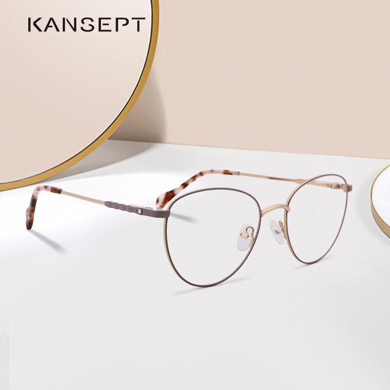 Kansept Women's Full Rim Round Stainless Steel Frame Eyeglasses 2329 Full Rim Kansept