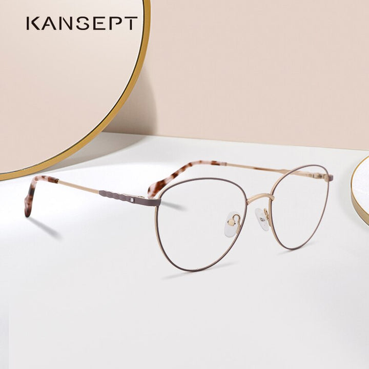 Kansept Women's Full Rim Round Stainless Steel Frame Eyeglasses 2329 Full Rim Kansept