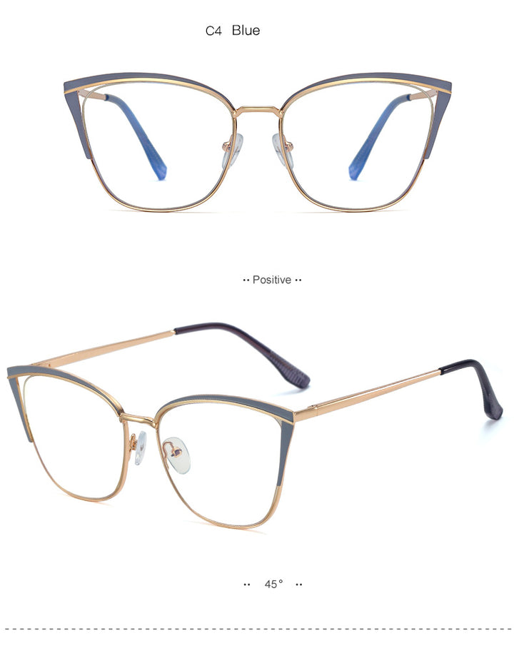 Hotony Women's Full Rim Cat Eye TR 90 Resin Alloy Frame Eyeglasses 95778 Full Rim Hotony