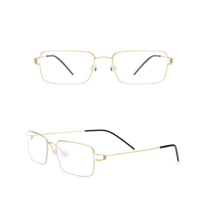 Yimaruili Unisex Full Rim Screwless Titanium Alloy Frame Eyeglasses 28606 Full Rim Yimaruili Eyeglasses Gold