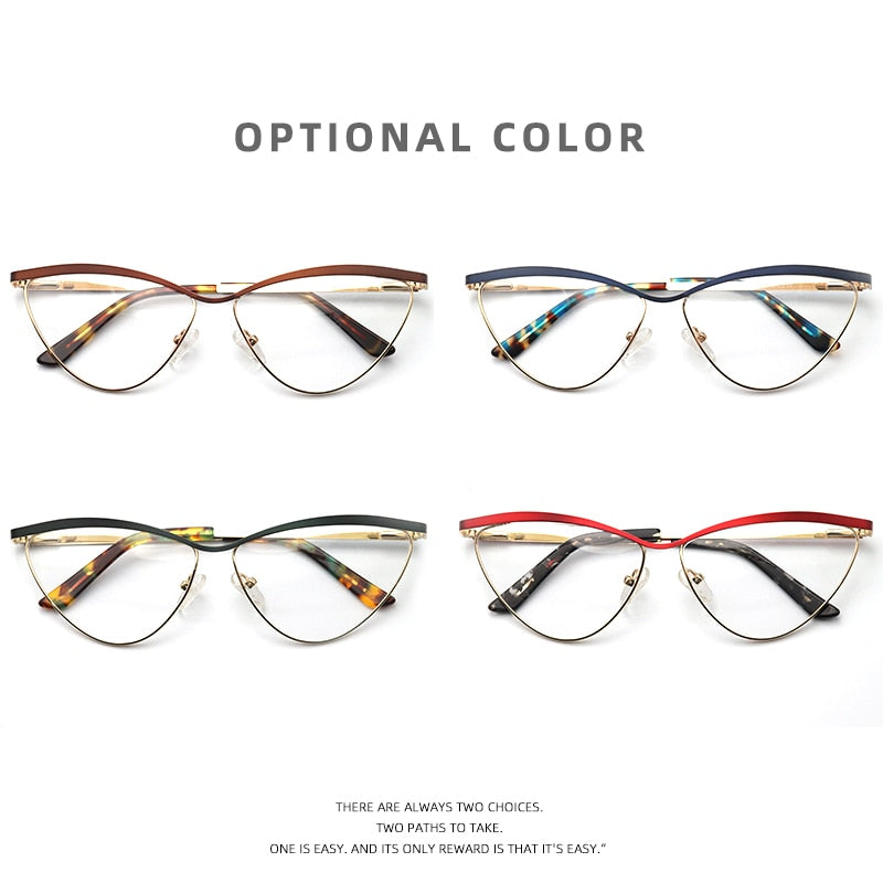 Laoyehui Women's Eyeglasses Cat Eye Alloy Frame 8042 Full Rim Laoyehui
