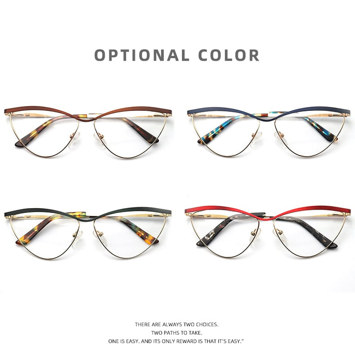 Laoyehui Women's Eyeglasses Cat Eye Alloy Frame 8042 Full Rim Laoyehui