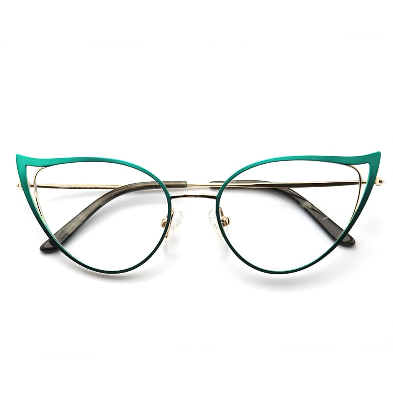 Laoyehui Women's Eyeglasses Cat Eye Alloy Reading Glasses Black White Green 9016 Reading Glasses Laoyehui 0 Green