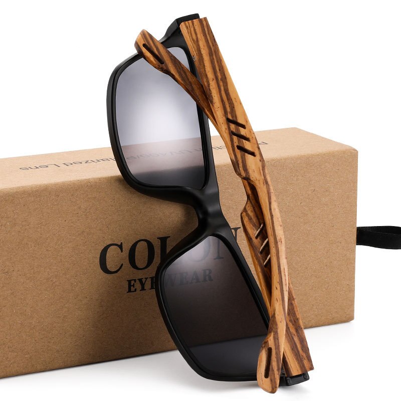 Yimaruili Unisex Full Rim Rectangular Wooden Frame Polarized Lens Sunglasses 8016 Sunglasses Yimaruili Sunglasses   