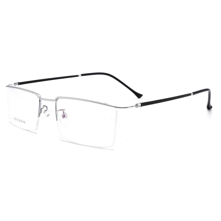 Bclear Men's Semi Rim Square Titanium Alloy Eyeglasses Sc2533 Semi Rim Bclear silver