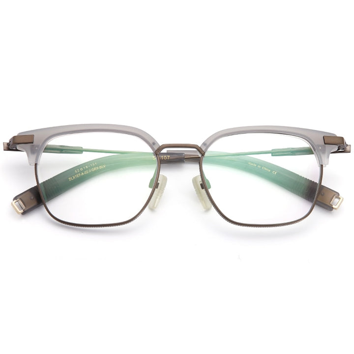 Muzz Men's Full Rim Square Titanium Acetate Frame Eyeglasses 107 Full Rim Muzz C3