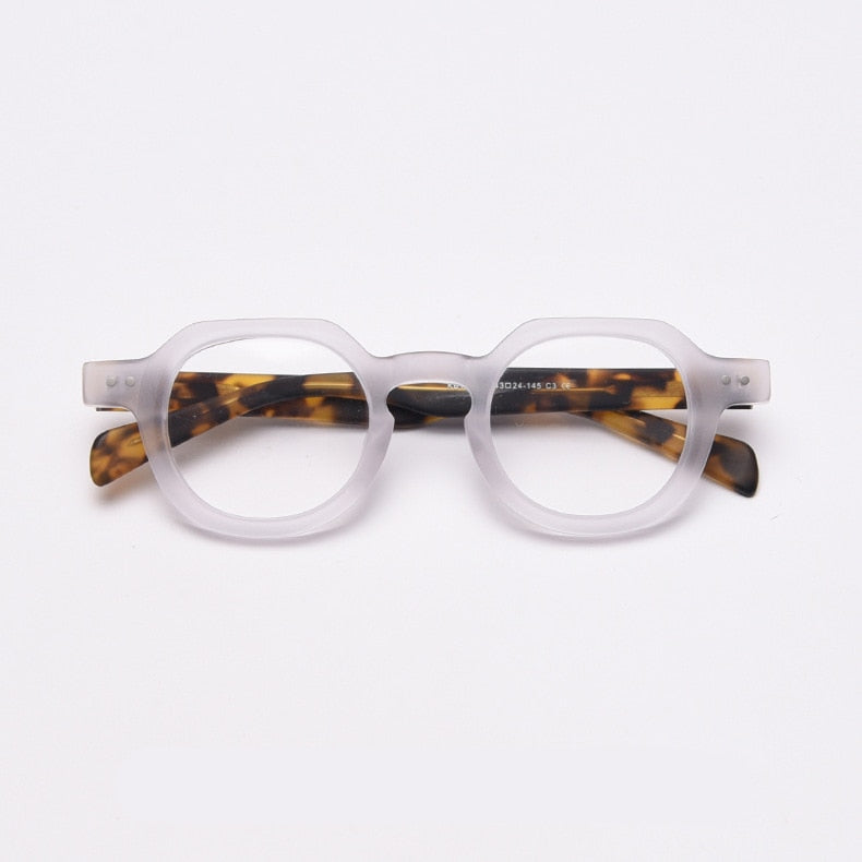 CCspace Unisex Full Rim Round Acetate Frame Eyeglasses 49875 Full Rim CCspace White
