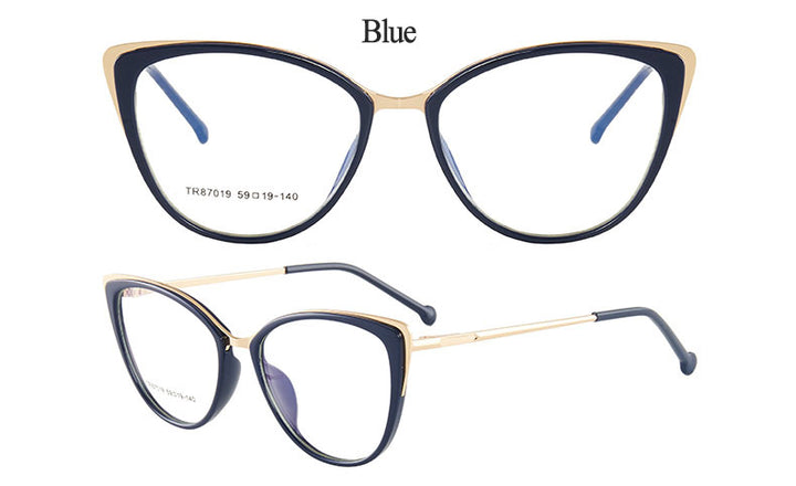 Hotony Women's Full Rim Cat Eye TR 90 Resin Alloy Frame Eyeglasses 7019 Full Rim Hotony