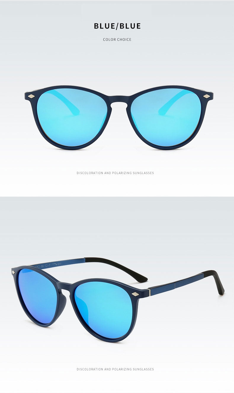 Reven Jate Unisex Full Rim Oval Alloy Rivet Tr 90 Polarized Sunglasses 9900 Sunglasses Reven Jate