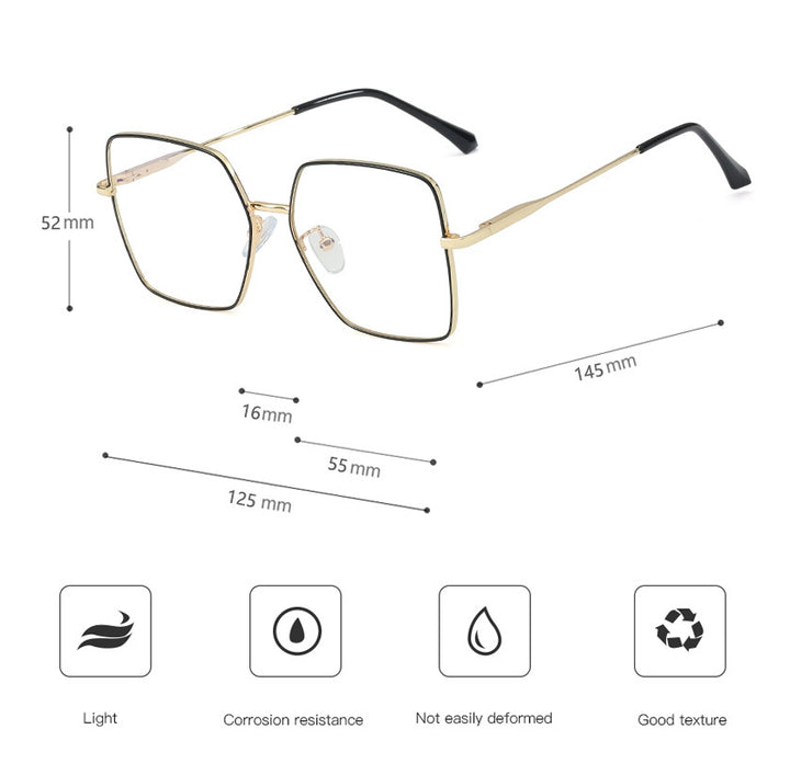 CCspace Unisex Full Rim Square Alloy Frame Eyeglasses 48241 Full Rim CCspace