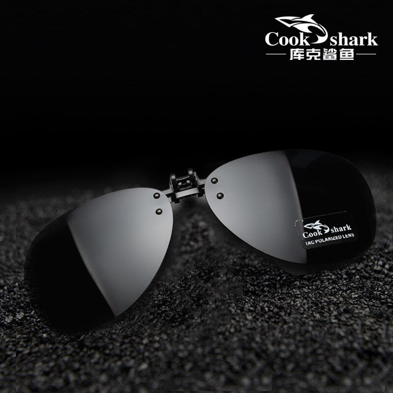 Cook Shark Polarized Men's Sunglasses Clip - UV Protection Dark Green / China / Black