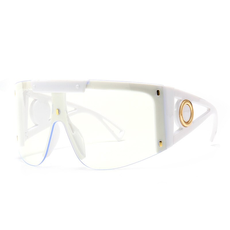 CCspace Unisex Full Rim Oversized Square One Lens Resin Frame Sunglasses 46626 Sunglasses CCspace Sunglasses C4White-Clear